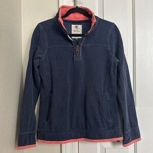 Fat Face The Airlie Navy Blue Pink Trim Quarter Zip Pullover Sweatshirt‎ Women